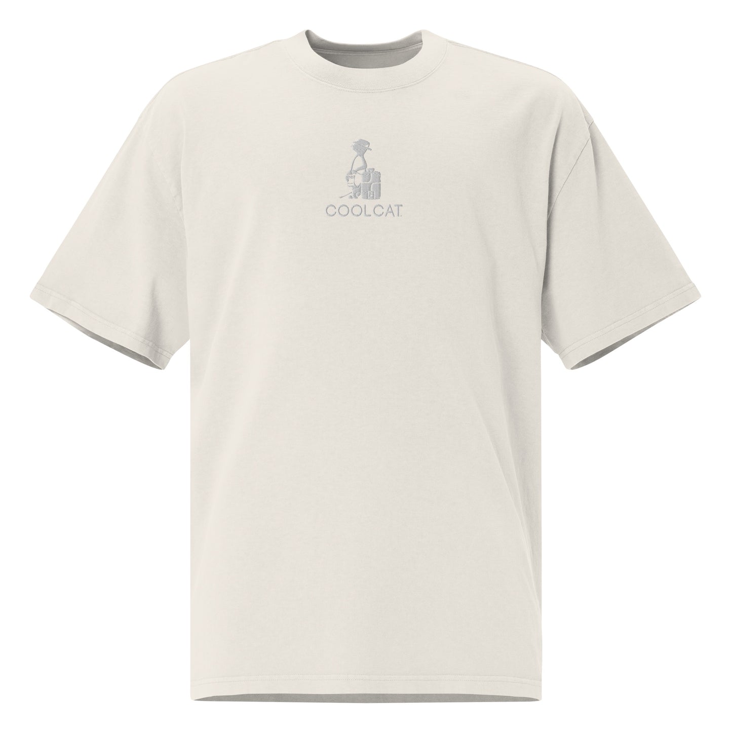 Embroidered CoolCat White Logo Tee (Oversized)